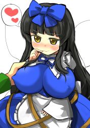 Rule 34 | 1girl, alternate breast size, black hair, blush, bow, breasts, covered erect nipples, fairy wings, gaoo (frpjx283), hair bow, heart, highres, large breasts, long hair, spoken heart, star sapphire, touhou, wings, yellow eyes