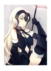 Rule 34 | 1girl, aliceflag, armor, armored boots, armored dress, black dress, black gloves, black thighhighs, blonde hair, boots, breasts, chain, cleavage, clothing cutout, dress, elbow gloves, fate/grand order, fate (series), fur trim, gloves, hair between eyes, holding, holding weapon, jeanne d&#039;arc (fate), jeanne d&#039;arc alter (avenger) (fate), jeanne d&#039;arc alter (avenger) (third ascension) (fate), jeanne d&#039;arc alter (fate), long hair, looking at viewer, medium breasts, midriff, navel, navel cutout, parted lips, sitting, solo, stomach, thighhighs, very long hair, weapon, yellow eyes