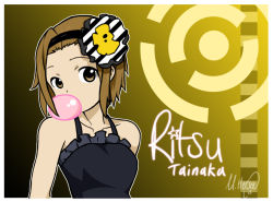 Rule 34 | 1girl, artist request, black dress, brown eyes, brown hair, chewing gum, dress, k-on!, kyoto animation, short hair, solo, tagme, tainaka ritsu