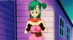 Rule 34 | 1boy, 1girl, animated, animated gif, back, bald, beard, blood, blue eyes, breasts, bulma, clothes pull, cloud, dragon ball, dragonball z, dress, dress pull, facial hair, flashing, gloves, green hair, house, kame house, long hair, lowres, missing tooth, muten roushi, no bra, nosebleed, old, old man, oolong, open mouth, outdoors, scarf, side ponytail, sky, standing, sunglasses, talking, turtle shell