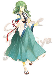 Rule 34 | 1girl, adapted costume, alternate costume, blue eyes, female focus, green hair, kochiya sanae, short hair, solo, sugi, touhou