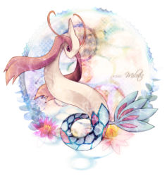 Rule 34 | air bubble, argyle, bubble, character name, creatures (company), flower, full body, game freak, gen 3 pokemon, kotori (lycka), looking at viewer, milotic, nintendo, no humans, pink eyes, pink flower, pokemon, pokemon (creature), scales