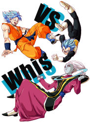 Rule 34 | 10s, 3boys, :o, armor, blue eyes, blue hair, boots, character name, d:, dougi, dragon ball, dragon ball super, dragonball z, egyptian clothes, full body, gloves, highres, looking at another, looking up, male focus, multiple boys, nervous, open mouth, senka-san, short hair, simple background, smile, son goku, spiked hair, super saiyan, super saiyan blue, sweatdrop, upside-down, vegeta, vs, whis, white background, white hair, wristband
