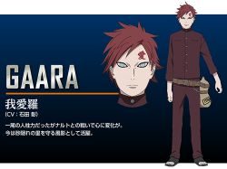 Rule 34 | 1boy, character name, facial mark, gaara (naruto), gourd, lowres, male focus, naruto: the last, naruto (series), official art, red hair, solo