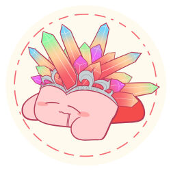 Rule 34 | 0o-kamenozoki-o0, closed eyes, closed mouth, commentary request, copy ability, crystal needle kirby, drooling, kirby, kirby (series), kirby and the forgotten land, needle kirby, nintendo, sleeping, tumblr username, white background