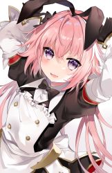 Rule 34 | 1boy, absurdres, astolfo (fate), astolfo (saber) (fate), astolfo (saber) (third ascension) (fate), black gloves, crossdressing, fate/grand order, fate (series), gloves, hair intakes, highres, long hair, looking at viewer, male focus, multicolored hair, open mouth, pink hair, purple eyes, skirt, solo, trap, white hair