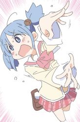 Rule 34 | 1girl, blue hair, ixy, naganohara mio, nichijou, open mouth, short hair, solo, twintails, white background