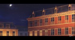 Rule 34 | building, city, cityscape, commentary request, hakuurei amano, highres, letterboxed, night, night sky, no humans, original, outdoors, scenery, sky, star (sky), starry sky, watermark, window