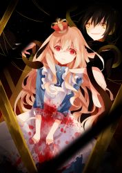 Rule 34 | 1boy, 1girl, absurdres, black hair, blonde hair, blood, crown, dark konoha, dress, highres, kagerou project, konoha (kagerou project), kozakura marry, long hair, natsuhime, outer science (vocaloid), red eyes, snake, vocaloid, yellow eyes