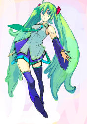 bad_id bad_pixiv_id detached_sleeves green_hair hatsune_miku kitayama long_hair necktie solo thighhighs twintails vocaloid