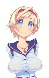 Rule 34 | 1girl, animated, animated gif, blonde hair, blue eyes, blush, bouncing breasts, breasts, female focus, huge breasts, jewelry, looking at viewer, necklace, resident evil, resident evil 2, resident evil 6, sakyuuan, see-through, sherry birkin, short hair, smile, solo