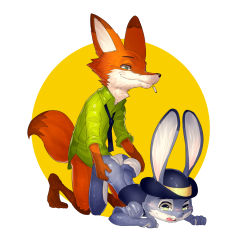 Rule 34 | 1boy, 1girl, absurdres, animal ears, ass, bottomless, rabbit ears, rabbit tail, crying, disney, doggystyle, fengmo, furry, hetero, highres, judy hopps, nick wilde, rape, sex, sex from behind, tail, tears, zootopia