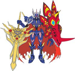 Rule 34 | armor, cape, digimon, digimon (creature), fusion, ragnalordmon, solo, sword, weapon