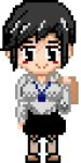 Rule 34 | 1girl, animated, black eyes, black hair, blue necktie, blush, borrowed character, bouncing breasts, breasts, chibi, full body, highres, looking at viewer, loose necktie, miniskirt, necktie, nez-3, office lady, olive laurentia, original, pixel art, pixie cut, short hair, skirt, smile, solo, standing, tagme, video, white background