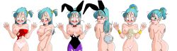 Rule 34 | absurdres, alternate costume, animal ears, ass, black leotard, blush, breasts, bulma, covering privates, dragon ball, highres, large breasts, leotard, multiple views, nipples, panties, playboy bunny, playboy bunny, tail, thong, underwear, yamamoto doujin