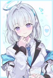 Rule 34 | 0202ase, 1girl, absurdres, blue archive, highres, long sleeves, looking at viewer, medium hair, necktie, noa (blue archive), smile, solo, white hair