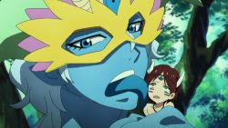 Rule 34 | animated, animated gif, blue eyes, blue skin, colored skin, ear licking, giant, licking, lowres, magi the labyrinth of magic, mask, zagan