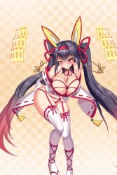 Rule 34 | animal ears, animated, animated gif, artist request, bound, bound arms, bound wrists, breasts, fox ears, fox tail, giselle (project qt), nutaku, project qt, shibari, solo, tail