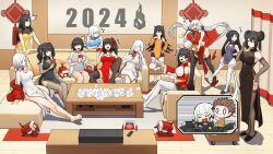 Rule 34 | 1boy, 6+girls, absurdres, agent (girls&#039; frontline), ahoge, alchemist (girls&#039; frontline), alternate costume, architect (girls&#039; frontline), beak (girls&#039; frontline), black hair, blush, breasts, brown hair, chibi, china dress, chinese clothes, chinese new year, commander (girls&#039; frontline), cup, dinergate (girls&#039; frontline), double bun, dreamer (girls&#039; frontline), dress, drinking, executioner (girls&#039; frontline), frills, gager (girls&#039; frontline), gaia (girls&#039; frontline), girls&#039; frontline, hair bun, hair over one eye, happy new year, hebai xiaochuan, highres, hunter (girls&#039; frontline), intruder (girls&#039; frontline), judge (girls&#039; frontline), large breasts, long hair, low twintails, medium breasts, medium hair, multicolored hair, multiple girls, new year, ouroboros (girls&#039; frontline), pink eyes, sangvis ferri, scarecrow (girls&#039; frontline), short hair, sidelocks, small breasts, streaked hair, tea, teacup, teapot, thighhighs, twintails, very long hair