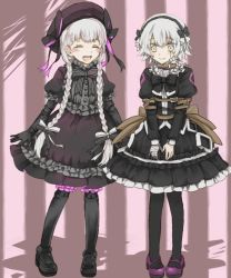 Rule 34 | 10s, 2girls, alice (fate), bad id, bad twitter id, braid, cosplay, dress, fate/apocrypha, fate/extra, fate/extra ccc, fate/grand order, fate (series), gothic lolita, hat, jack the ripper (fate/apocrypha), lolita fashion, long hair, multiple girls, nursery rhyme (fate) (cosplay), nursery rhyme (fate), pantyhose, ribbon, short hair, smile, twin braids, white hair