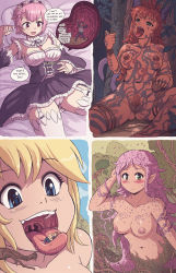 Rule 34 | animal ears, bare shoulders, blonde hair, blue eyes, blush, cameltoe, cat ears, cat girl, cat tail, crisis, dryad, felarya, giant, giantess, highres, inside creature, karbo, maid, monster girl, natsuki subaru, navel, nipples, nude, open mouth, pink hair, plant girl, pointy ears, pubic hair, pussy, ram (re:zero), saliva, stomach (organ), tail, tattoo, tongue, tongue out, uncensored, uvula, vore
