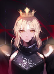 Rule 34 | 1girl, armor, artoria pendragon (fate), bad id, bad pixiv id, blonde hair, crown, expressionless, fate/stay night, fate (series), jname, pauldrons, saber (fate), saber alter, shoulder armor, solo, upper body, yellow eyes
