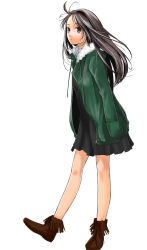 Rule 34 | 1girl, black eyes, black hair, hairband, hitori (htr t), long hair, original, simple background, solo, standing, walking
