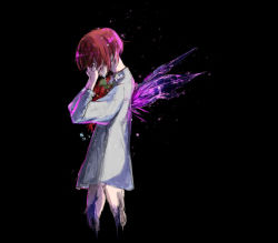 Rule 34 | 1girl, black background, crying, hands on own face, hatori chise, le petit prince, mahou tsukai no yome, red hair, simple background, tears