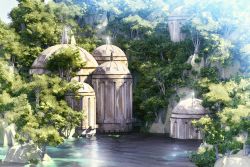 Rule 34 | building, commentary, day, fantasy, forest, lake, light rays, nature, no humans, original, scenery, sunlight, tree, waisshu (sougyokyuu), water