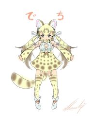 Rule 34 | 1girl, cherushi 2, geoffroy&#039;s cat (kemono friends), highres, kemono friends, kemono friends v project, long hair, looking at viewer, simple background, solo, virtual youtuber