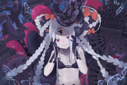 Rule 34 | 1girl, abigail williams (fate), abigail williams (swimsuit foreigner) (fate), abigail williams (swimsuit foreigner) (first ascension) (fate), absurdres, air bubble, bad id, bad pixiv id, bare shoulders, bikini, black bikini, black bow, bow, breasts, bubble, collarbone, colored skin, double bun, fate/grand order, fate (series), forehead, grin, hair bun, highres, huge filesize, keyhole, lazu0721, long hair, looking at viewer, multiple bows, navel, orange bow, parted bangs, pink eyes, sidelocks, small breasts, smile, staff, swimsuit, tentacles, thighs, third eye, underwater, very long hair, white hair, white skin