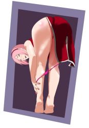 Rule 34 | ass, bent over, boruto: naruto the movie, cleft of venus, dress, feet, haruno sakura, looking back, naruto (series), open mouth, pink hair, pubic hair, pussy, red dress, underwear