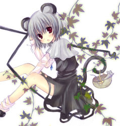Rule 34 | 1girl, animal ears, female focus, lowres, mizuse ruka, mouse ears, nazrin, plant, short hair, sitting, solo, touhou, white background