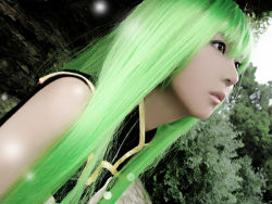 Rule 34 | c.c., c.c. (cosplay), chinese text, code geass, cosplay, green hair, lowres, photo (medium)