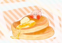 Rule 34 | abstract background, butter, drooling, food, fork, kananishi, kirby, kirby (series), nintendo, pancake, pastel colors, sparkling eyes, star (symbol), syrup