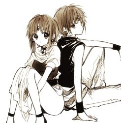 Rule 34 | 1boy, 1girl, ankle strap, anzu (o6v6o), arm on knee, back-to-back, choker, commentary request, cosplay, cosplay request, dual persona, earrings, forehead jewel, genderswap, genderswap (ftm), gumi, gumiya, jewelry, knees up, hugging own legs, looking at viewer, looking back, monochrome, muneate, pants, pelvic curtain, sepia, shirt, short hair with long locks, sitting, sleeveless, sleeveless shirt, vocaloid, wristband