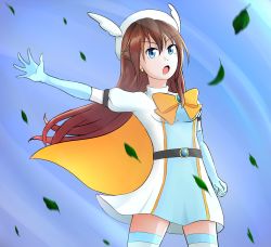 Rule 34 | 1girl, :o, absurdres, aqua eyes, aqua gloves, artist name, artist request, belt, beret, black belt, blue eyes, blue sky, blush, bow, bowtie, breasts, brown hair, cape, clenched hands, cloud, day, diamond (gemstone), dress, earrings, elbow gloves, falling leaves, female focus, floating hair, gloves, green leaf, hair between eyes, half updo, hat, high ponytail, highres, jewelry, leaf, leaves, long hair, looking at viewer, love live!, love live! nijigasaki high school idol club, love live! school idol festival, miniskirt, orange bow, orange cape, osaka shizuku, outdoors, outstretched arm, parted lips, plaid, plaid dress, plaid skirt, pleated, pleated dress, pleated skirt, ponytail, puffy short sleeves, puffy sleeves, short sleeves, skirt, sky, sky blue hurricane, sky blue hurricane (love live!), small breasts, smile, solo, v-shaped eyebrows, wavy hair, white dress, white hat, white legwear, white skirt, winged hat