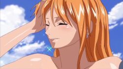Rule 34 | 1girl, 3boys, animated, anime screencap, ass, ass focus, black hair, blonde hair, breasts, clothed male nude female, curvy, highres, large breasts, multiple boys, nami (one piece), nipples, nude, nude filter, ocean, one piece, orange hair, s10collage, sanji (one piece), skinny dipping, sound, stretching, swimming, tagme, third-party edit, underwater, usopp, video, water, wet, wet hair
