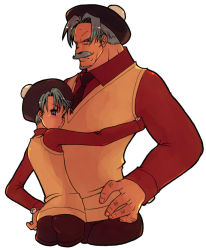 Rule 34 | 2boys, age difference, child, cho rui, hug, male focus, multiple boys, necktie, red shirt, shirt, shorts, sweater vest, tagme