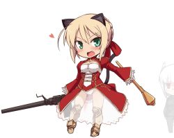 Rule 34 | 10s, 2girls, animal ears, armor, blonde hair, blush, cat ears, cat tail, chibi, cosplay, fang, fate/extra, fate (series), full body, greaves, green eyes, gun, heart, heidimarie w. schnaufer, heinrike prinzessin zu sayn-wittgenstein, machine gun, multiple girls, nero claudius (fate), nero claudius (fate) (all), nero claudius (fate/extra), nero claudius (fate/extra) (cosplay), noble witches, null (nyanpyoun), open mouth, strike witches, tail, transparent background, weapon, world witches series