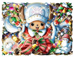 Rule 34 | animal, animal ears, antlers, bauble, bell, christmas, christmas ornaments, hat, holly, horns, looking at viewer, no humans, official art, one piece, one piece treasure cruise, open mouth, reindeer antlers, snow globe, snowman, tony tony chopper