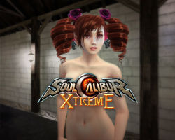 Rule 34 | 1girl, 3d, amy sorel, censored, censored by text, convenient censoring, drill hair, earrings, jewelry, navel, non-web source, nude, out-of-frame censoring, red eyes, red hair, short twintails, solo, soul calibur, soulcalibur, soulcalibur iv, twintails