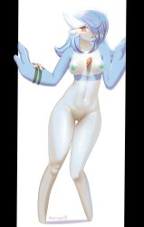 Rule 34 | 1girl, :3, absurdres, adam angel, alternate color, artist name, blue hair, blue skin, blush, bracelet, breasts, brown eyes, colored eyelashes, colored skin, commission, completely nude, creatures (company), female focus, flower, full body, game freak, gardevoir, gen 3 pokemon, gluteal fold, hair over one eye, hands up, happy, highres, jewelry, jpeg artifacts, long hair, looking to the side, multicolored skin, navel, nintendo, nipples, nude, one eye closed, open mouth, outside border, pillarboxed, pink flower, pokemon, pokemon (creature), pussy, shiny pokemon, simple background, small breasts, smile, solo, standing, two-tone skin, uncensored, watermark, white background, white skin