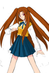 Rule 34 | 00s, alternate form, brown hair, concept art, long hair, red eyes, school uniform, sketch, solo, tsukihime, twintails, two side up, yumizuka satsuki