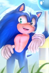 Rule 34 | 1boy, furry, furry male, gloves, green eyes, hedgehog, highres, sonic (live action), sonic (series), sonic the hedgehog, sonic the hedgehog (film), tail, white gloves
