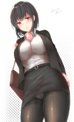 Rule 34 | 10s, 1girl, 2017, alternate costume, arm at side, black pantyhose, blouse, breasts, business suit, casual, crotch seam, dated, formal, from below, highres, impossible clothes, kantai collection, large breasts, looking at viewer, miniskirt, office lady, panties, panties under pantyhose, pantyhose, pencil skirt, red eyes, sakiryo kanna, shirt, skirt, skirt suit, solo, suit, thighband pantyhose, undersized clothes, underwear, white shirt, yamashiro (kancolle)