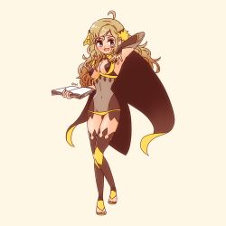 Rule 34 | 1girl, 245 15277297, ahoge, arm up, bodystocking, book, breast cutout, breasts, bridal gauntlets, cape, circlet, covered navel, fire emblem, fire emblem fates, full body, holding, holding book, long hair, looking at viewer, medium breasts, nintendo, ophelia (fire emblem), panties, solo, thighs, toeless footwear, toeless legwear, underwear