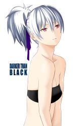 Rule 34 | 1girl, bare shoulders, darker than black, highres, silver hair, simple background, solo, white background, yin (darker than black)