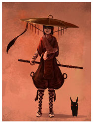 Rule 34 | 1girl, hat, jingasa, katana, samurai, solo, sword, weapon