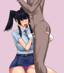 Rule 34 | 1boy, 1girl, alternate costume, anal, anal fingering, bad id, bad pixiv id, bar censor, belt, black hair, blush, breasts, censored, clothed female nude male, cuffs, cum, dark-skinned male, dark skin, dead or alive, dead or alive 5, ejaculation, femdom, fingering, gloved handjob, gloves, handcuffs, handjob, headpat, hetero, large breasts, lipstick, makeup, male penetrated, ml, mole, mole under eye, naughty face, nude, nyotengu, open mouth, original, panties, pantyshot, penis, police, police uniform, policewoman, prostate milking, red eyes, see-through, shiny skin, sidelocks, skirt, smile, solo focus, testicles, transparent censoring, trembling, twintails, underwear, uniform, white gloves, x-ray